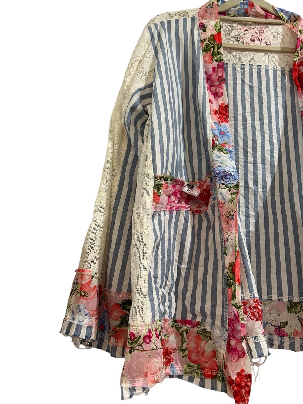 POL Stripe Floral Lace - Open Cardigan Small - Picture 7 of 8